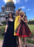 New Arrival Cap Sleeves Black Lace Red Short Prom Homecoming Dresses Graduation Dress Party