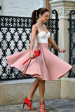 Charming A Line White Pink Knee Length Homecoming Dresses Cheap Prom Hoco Dress
