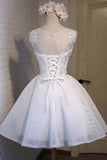 Cute Dress White Lace Appliques Homecoming Dresses Short Prom Hoco Graduation Gowns