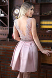 New Pink Lace Appliques See Through Homecoming Dresses Short Prom Hoco Graduation Dress