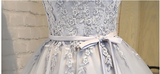 Short Sleeves Cute Dress Grey Lace Off the Shoulder Homecoming Dresses Short Prom Hoco Gown