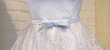 A Line Silver Lace Short Homecoming Dresses Prom Gowns