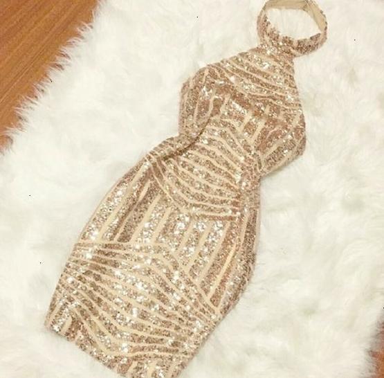 Sexy Rose Gold Sequin Sheath Backless Homecoming Dresses Short Prom Graduation Dress Party