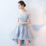 Sexy Short Sleeves Lace Appliques Homecoming Dresses High Low Prom Hoco Dress
