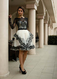 Black Lace Long Sleeves Homecoming Dresses High Low Short Prom Graduation Dress