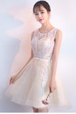 Charming A Line Lace Appliques Homecoming Dresses Tulle Short Prom Graduation Dress