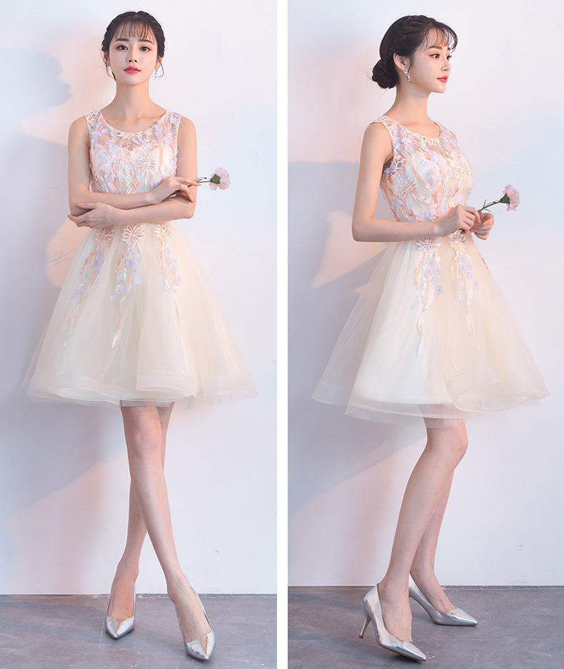 Charming A Line Lace Appliques Homecoming Dresses Tulle Short Prom Graduation Dress