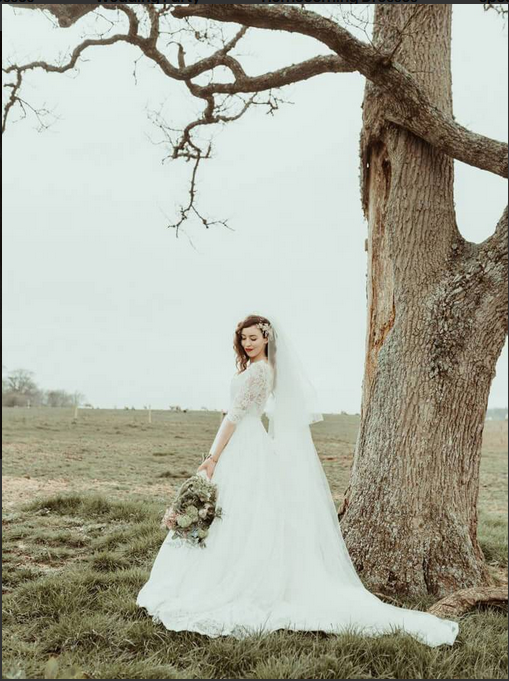 Backless Long Half Sleeves Ivory Lace Princess Outside Wedding Dress Bridal Dresses