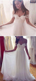 Hot Sales Real Picture White Lace Chiffon Off the Shoulder Beach Wedding Dress Bridal Dress