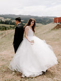 Ivory Lace Tulle Ball Gown Plus Size High Low Outside Wedding Dresses Bridal Dress
