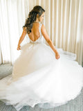 V Neck Ivory Lace Ball Gown Plus Size Open Back High Quality Wedding Dresses Bridal Dress