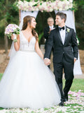 V Neck Ivory Lace Ball Gown Plus Size Open Back High Quality Wedding Dresses Bridal Dress