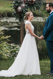 Deep V Neck Lace Appliques See Through Back Ivory Wedding Dresses Bridal Dress