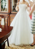 Ball Gown Stapless Tulle Pearls High Quality Ivory Wedding Dresses Bridal Dress