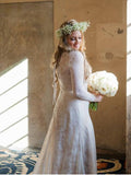 Long Sleeves Ivory Lace Cathedral Train Fashion Wedding Dresses Bridal Dress