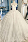 Ball Gown Sweetheart Lace Appliques Ivory Pluffy Bodice Wedding Dresses Bridal Dress