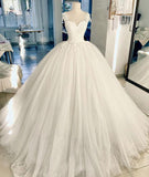 Ball Gown Sweetheart Lace Appliques Ivory Pluffy Bodice Wedding Dresses Bridal Dress