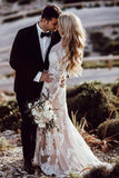 Sexy Long Sleeves Mermaid Ivory Lace High Quality Beach Wedding Dresses Bridal Dress