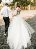 Open Back Half Sleeves A Line Ivory Lace Outside Wedding Dresses Bridal Gown Dress