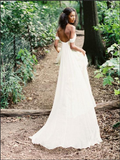 Fashion Off the Shoulder A Line Ivory High Low Tiered Wedding Dresses Bridal Dress