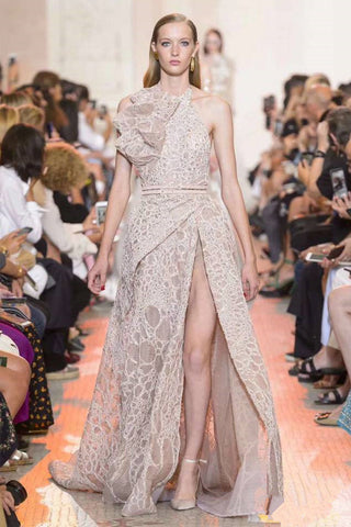 Sexy Off the Shoulder Halter Split Lace Prom Dresses Evening Dress