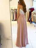 A Line Spaghetti Straps Chiffon Split Floor Length Prom Dresses Evening Formal Dress