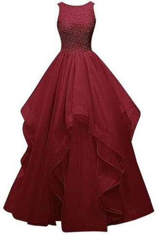 Sleeveless Burgundy Backless Ball Gown Quinceanera Dresses Prom Dress