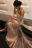 New Arrival Sexy Shiny Sequin Strapless Mermaid Long Prom Dresses Formal Dress Gowns