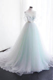 Ball Gown Sweet 16 White Lace Appliques Empire Waist Wedding Prom Dresses Formal Dress