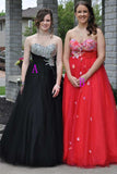 Fashion Strapless Black Beaded Long Fancy Prom Dresses Formal Evening Grad Dress Gowns