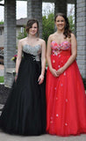 Fashion Strapless Black Beaded Long Fancy Prom Dresses Formal Evening Grad Dress Gowns