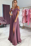 A Line Spaghetti Straps Slit Long Elegant Fancy Prom Dresses Formal Evening Grad Dress