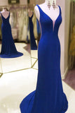 Mermaid Off the Shoulder Royal Blue Long Evening Dresses Prom Dress