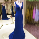 Mermaid Off the Shoulder Royal Blue Long Evening Dresses Prom Dress