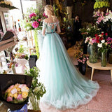 Charming Short Sleeve 3D Floral Strapless Pearl Prom Dresses Formal Evening Fancy Dress Gown