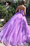 Light Purple Ball Gown Prom Dresses Spaghetti Straps Long Formal Evening Grad Dress