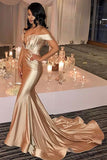 Fashion Mermaid Off the Shoulder Ruffles Long Prom Dresses Formal Evening Fancy Dress