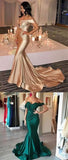 Fashion Mermaid Off the Shoulder Ruffles Long Prom Dresses Formal Evening Fancy Dress