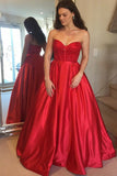 Fashion A Line Strapless Red Beaded Long Prom Dresses Formal Evening Dress Party Gowns