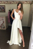 New Design High Low A Line Ivory Long Prom Dresses Formal Evening Fancy Dress