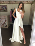 New Design High Low A Line Ivory Long Prom Dresses Formal Evening Fancy Dress