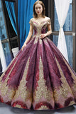 Luxurious Cap Sleeves Sequin Ball Gown Long Prom Dress Formal Quinceanera Dresses