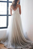 White Lace A Line V Neck Lace Long Prom Dresses Formal Evening Dress With Pocket