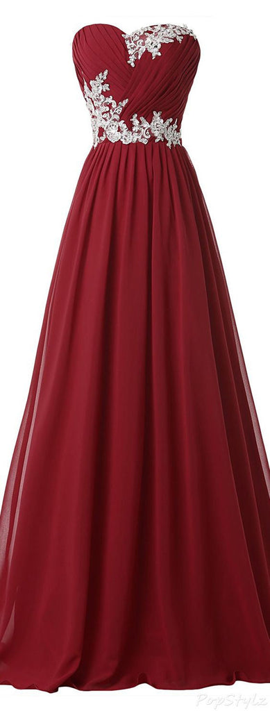 Ruffles Sweetheart Burgundy Chiffon White Lace Party Gowns Prom Dresses