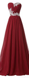 Ruffles Sweetheart Burgundy Chiffon White Lace Party Gowns Prom Dresses