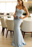 Sexy Spaghetti Straps Light Blue Mermaid Long Elegant Prom Dresses Formal Evening Grad Dress