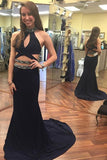 Mermaid New Arrival Halter Black Sexy Long Evening Gowns Prom Dresses