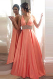 Off the Shoulder A Line Princess V Neck Long Evening Party Gowns Prom Dress