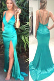 Sexy Deep V Neck Backless Spaghetti Straps Mermaid Elegant Prom Dresses Formal Evening Dress