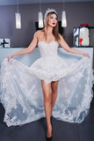 New 2019 White Lace High Low Front Short Long Back Wedding Prom Dresses Evening Dress